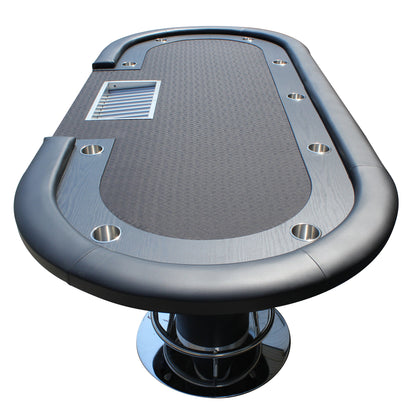 96" Poker Table for Casino Game Texas Holdem Oval Black Waterproof Felt with Racetrack