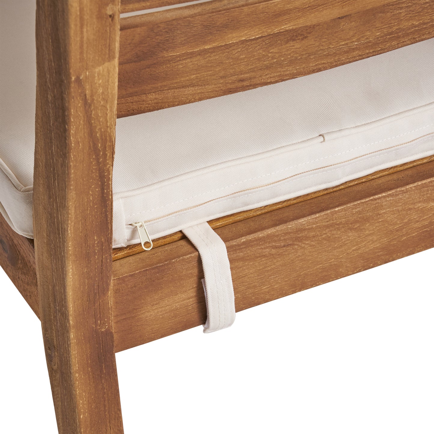 Outdoor Dining Chair Set of 2,Sandblast Natural Stained With Beige Cushion