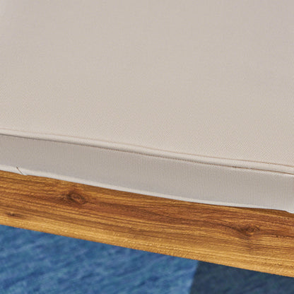 Outdoor Dining Chair Set of 2,Sandblast Natural Stained With Beige Cushion