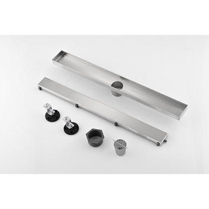 24 Inches Linear Shower Drain, Included Hair Strainer and Leveling Feet