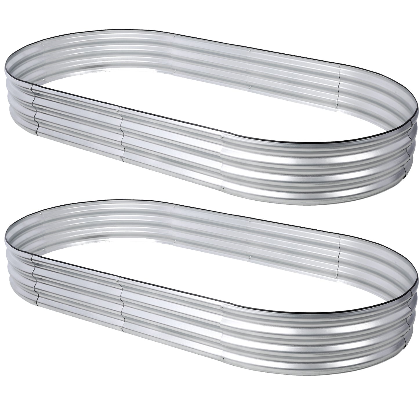 Galvanized Planter Bed,Galvanized Raised Garden Bed Kit, Galvanized Planter Raised Garden Boxes Outdoor, Oval Large Metal Raised Garden Beds for Vegetables,2pcs 6*3*1 ft