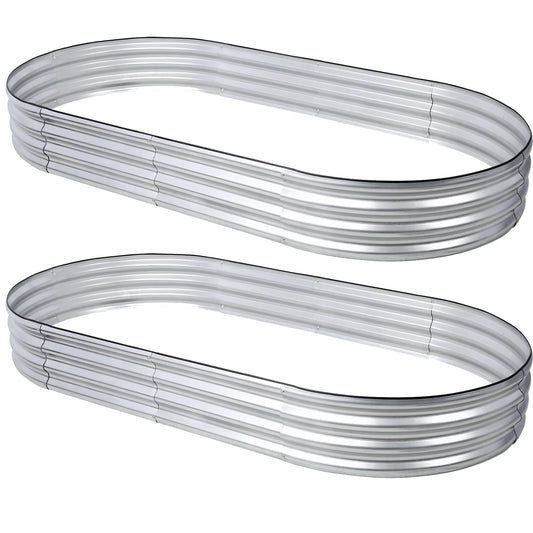 Galvanized Planter Bed,Galvanized Raised Garden Bed Kit, Galvanized Planter Raised Garden Boxes Outdoor, Oval Large Metal Raised Garden Beds for Vegetables,2pcs 6*3*1 ft