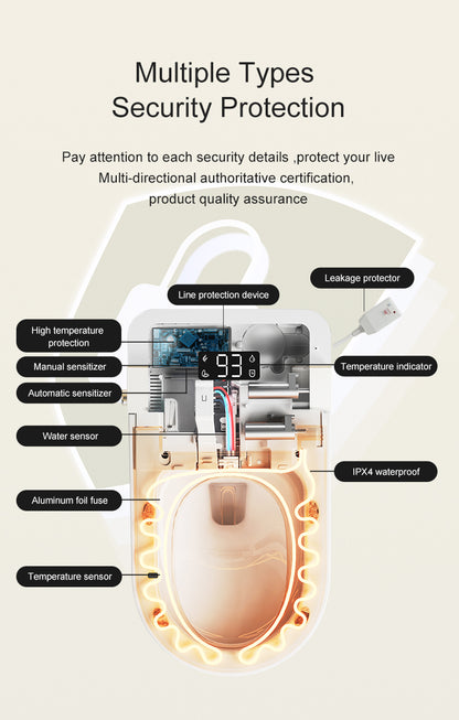 Smart Toilet with Built-in Heated Seat, Tankless Toilet with Auto Flushing, Adjustable Seat Temp, Flush Remote Control LED Digital Display, Elongated
