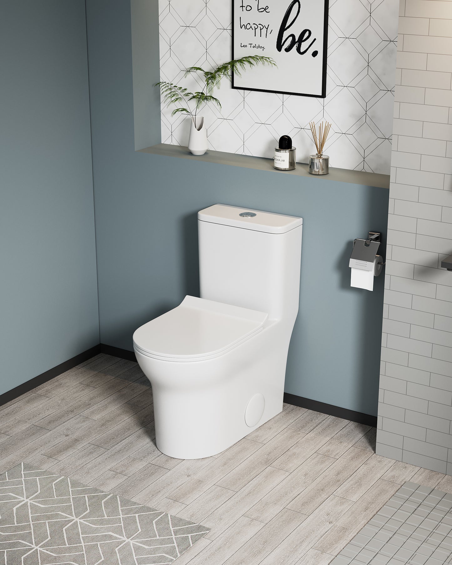 1.1/1.6 GPF Elongated Comfort Height Floor Mounted One-Piece Toilet, CUPC Certified, WaterSense Cetified, Ceramic, White Color, Soft Close Seat