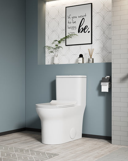 1.1/1.6 GPF Elongated Comfort Height Floor Mounted One-Piece Toilet, CUPC Certified, WaterSense Cetified, Ceramic, White Color, Soft Close Seat
