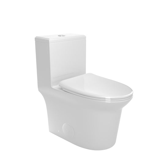 1.1/1.6 GPF Elongated Comfort Height Super Quite Flushing Floor Mounted One-Piece Toilet, CUPC Certified, WaterSense Cetified, Ceramic, White Color, Soft Close Seat