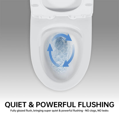 1.1/1.6 GPF Elongated Comfort Height Floor Mounted One-Piece Toilet, CUPC Certified, WaterSense Cetified, Ceramic, White Color, Soft Close Seat