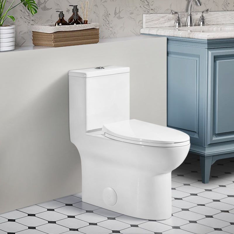 1.1/1.6 GPF Elongated Comfort Height Floor Mounted One-Piece Toilet, CUPC Certified, WaterSense Cetified, Ceramic, White Color, Soft Close Seat