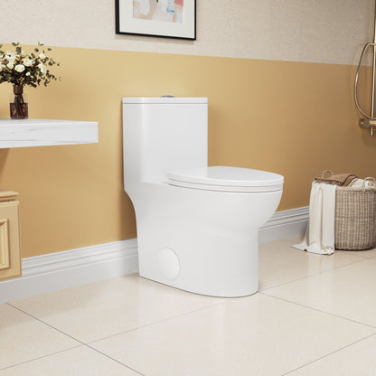 1.1/1.6 GPF Elongated Comfort Height Floor Mounted One-Piece Toilet, CUPC Certified, WaterSense Cetified, Ceramic, White Color, Soft Close Seat