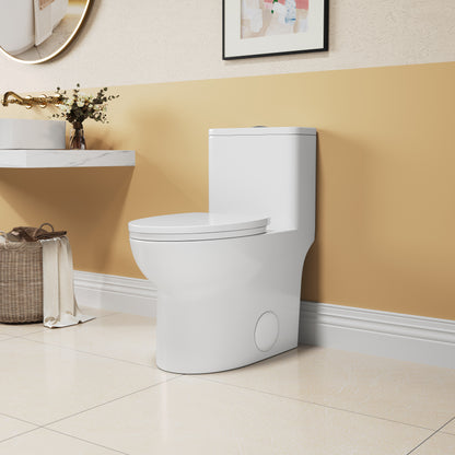 1.1/1.6 GPF Elongated Comfort Height Floor Mounted One-Piece Toilet, CUPC Certified, WaterSense Cetified, Ceramic, White Color, Soft Close Seat