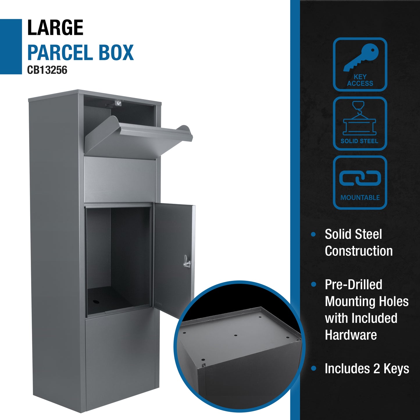 Large Single Compartment Locking Parcel Drop Box