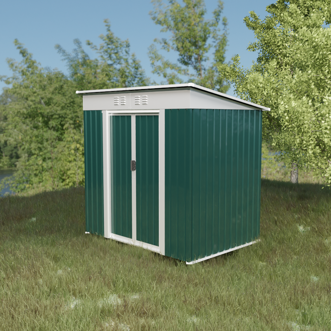 Outdoor Storage Sheds 6FTx4FT Pent Roof Green