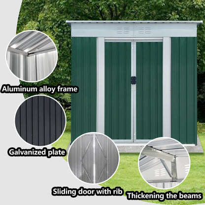 Outdoor Storage Sheds 6FTx4FT Pent Roof Green