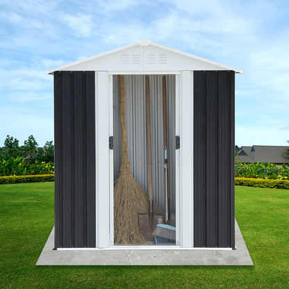 5x3 ft Grey Sliding Door Garden Shed for Outdoors Storage Apex Roof Design