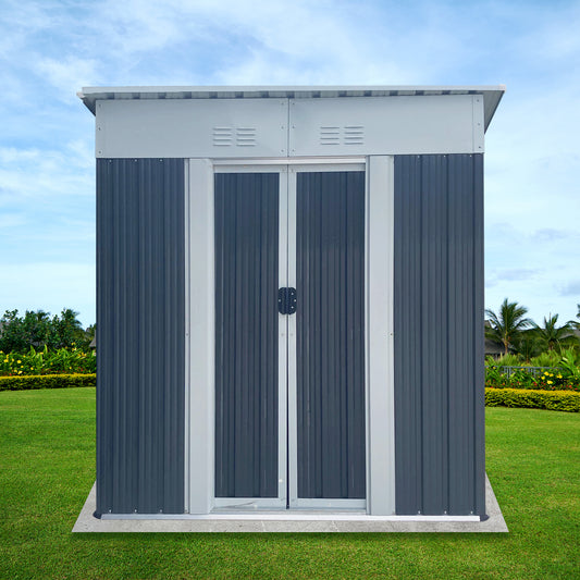 5FTx3FT Pent Roof Grey Outdoor Tool Bike Storage Garden Shed Tool House