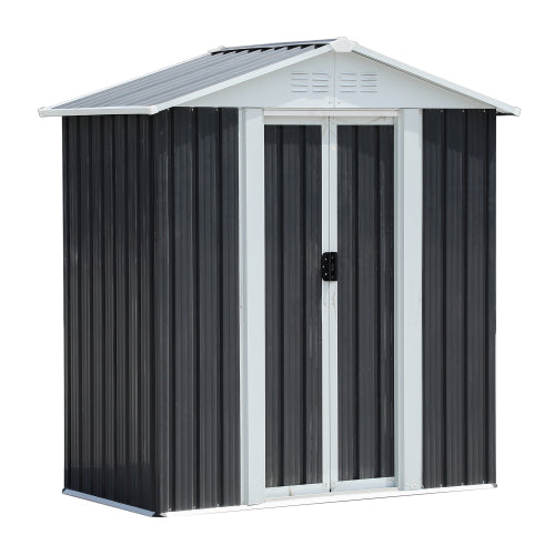 5X3 Feet Dark Grey Outdoor Storage Shed With Aluminum Alloy Frame With Base