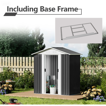 5X3 Feet Dark Grey Outdoor Storage Shed With Aluminum Alloy Frame With Base