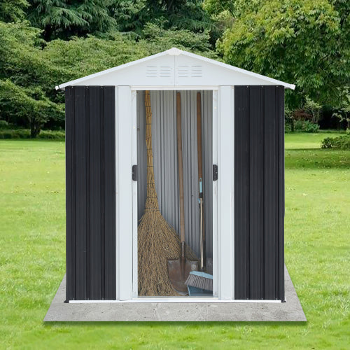 5X3 Feet Dark Grey Outdoor Storage Shed With Aluminum Alloy Frame With Base