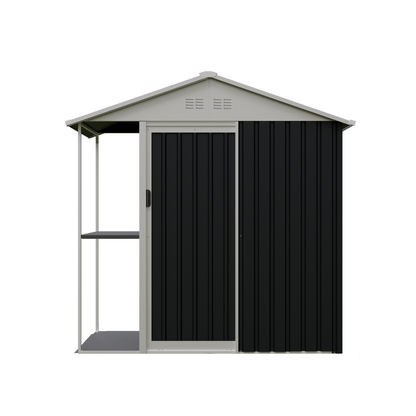 6 x 4 FT Outdoor Storage Shed with Rack Metal Garden Shed with Storage Shelves Bike Storage Tool Cabinet Box for Lawn Backyard Patio Use