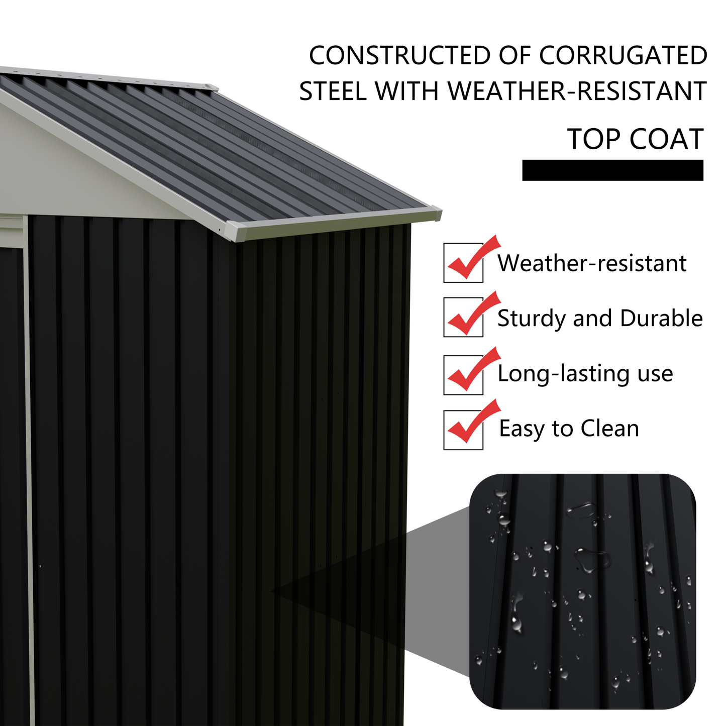 6 x 4 FT Outdoor Storage Shed with Rack Metal Garden Shed with Storage Shelves Bike Storage Tool Cabinet Box for Lawn Backyard Patio Use