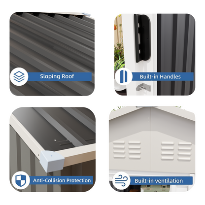 6 x 4 FT Outdoor Storage Shed with Rack Metal Garden Shed with Storage Shelves Bike Storage Tool Cabinet Box for Lawn Backyard Patio Use