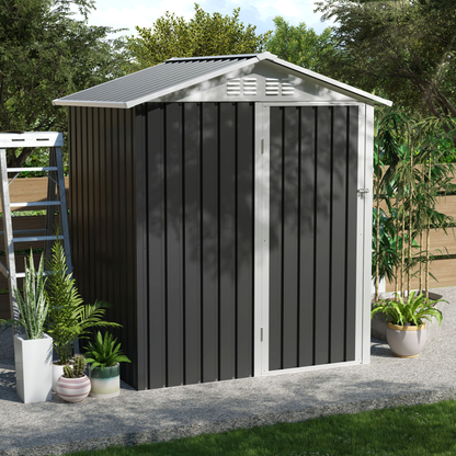 5.4x4.27 FT Outdoor Storage Shed with Hinge Door Metal Garden Sheds for Backyard, Patio,Lawn,Utility & Bike Storage