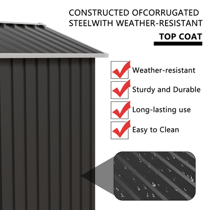 5.4x4.27 FT Outdoor Storage Shed with Hinge Door Metal Garden Sheds for Backyard, Patio,Lawn,Utility & Bike Storage