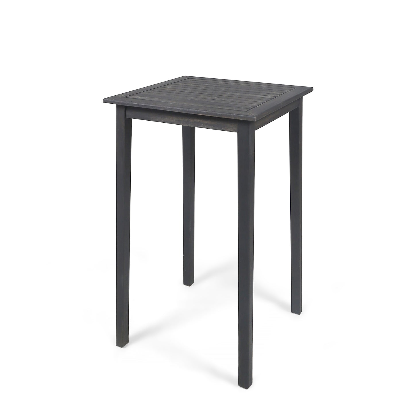 Outdoor Minimalist Acacia Wood Square Bar Table - Dark Gray