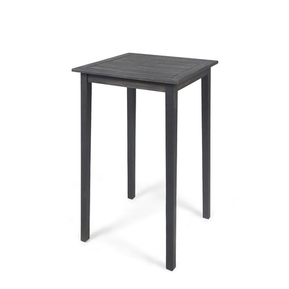 Outdoor Minimalist Acacia Wood Square Bar Table - Dark Gray