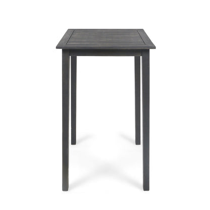 Outdoor Minimalist Acacia Wood Square Bar Table - Dark Gray