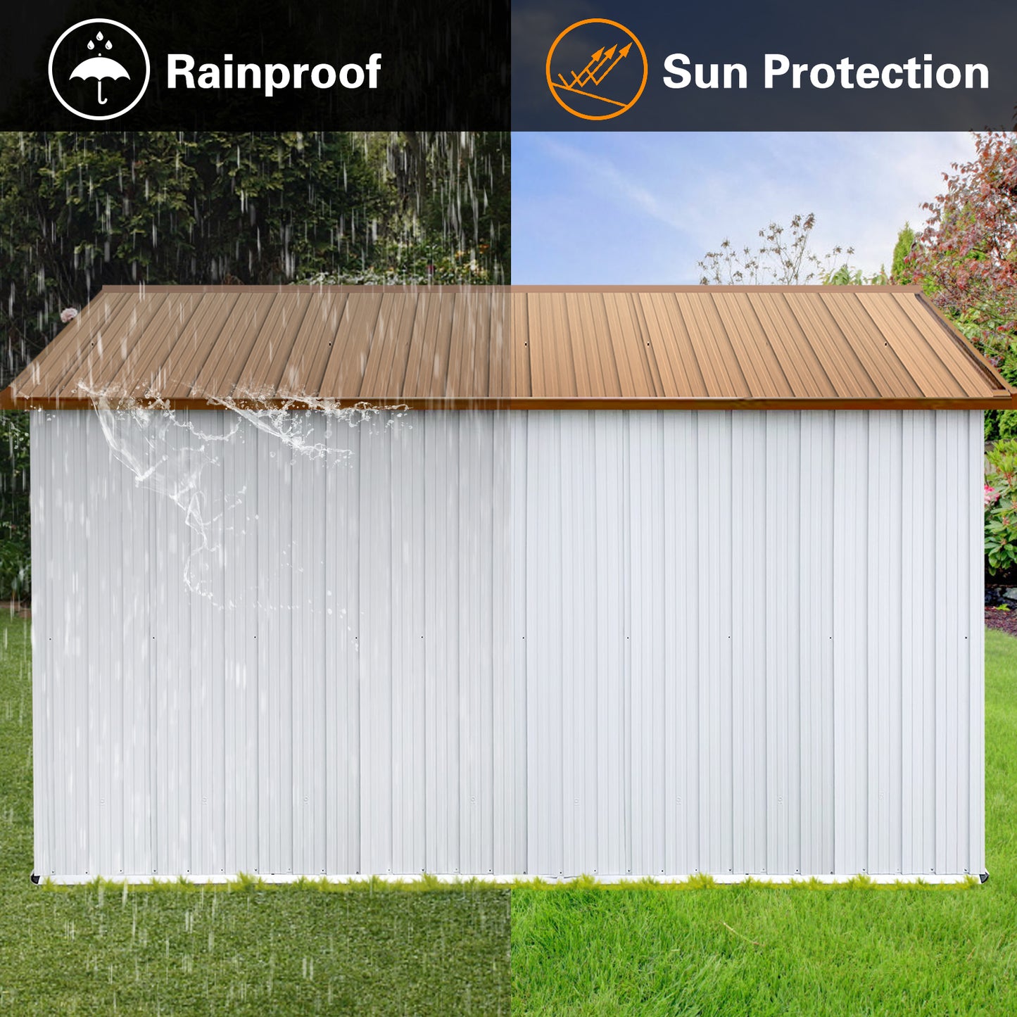 Metal garden sheds 10ftx12ft outdoor storage sheds White+Yellow