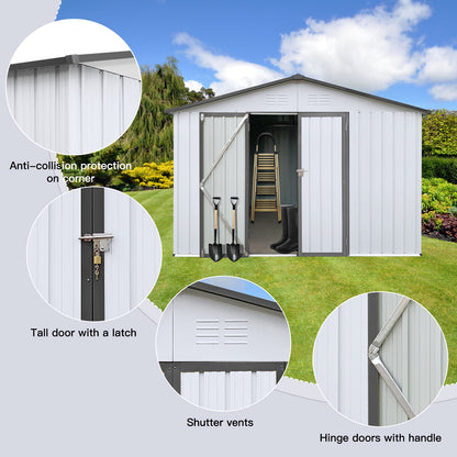 Metal garden sheds 10ftx12ft outdoor storage sheds white+Grey