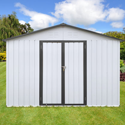 Metal garden sheds 10ftx12ft outdoor storage sheds white+Grey