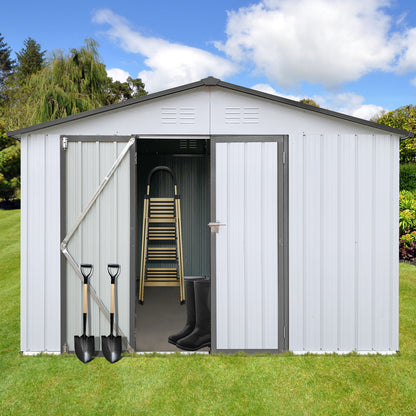 Metal garden sheds 10ftx12ft outdoor storage sheds white+Grey