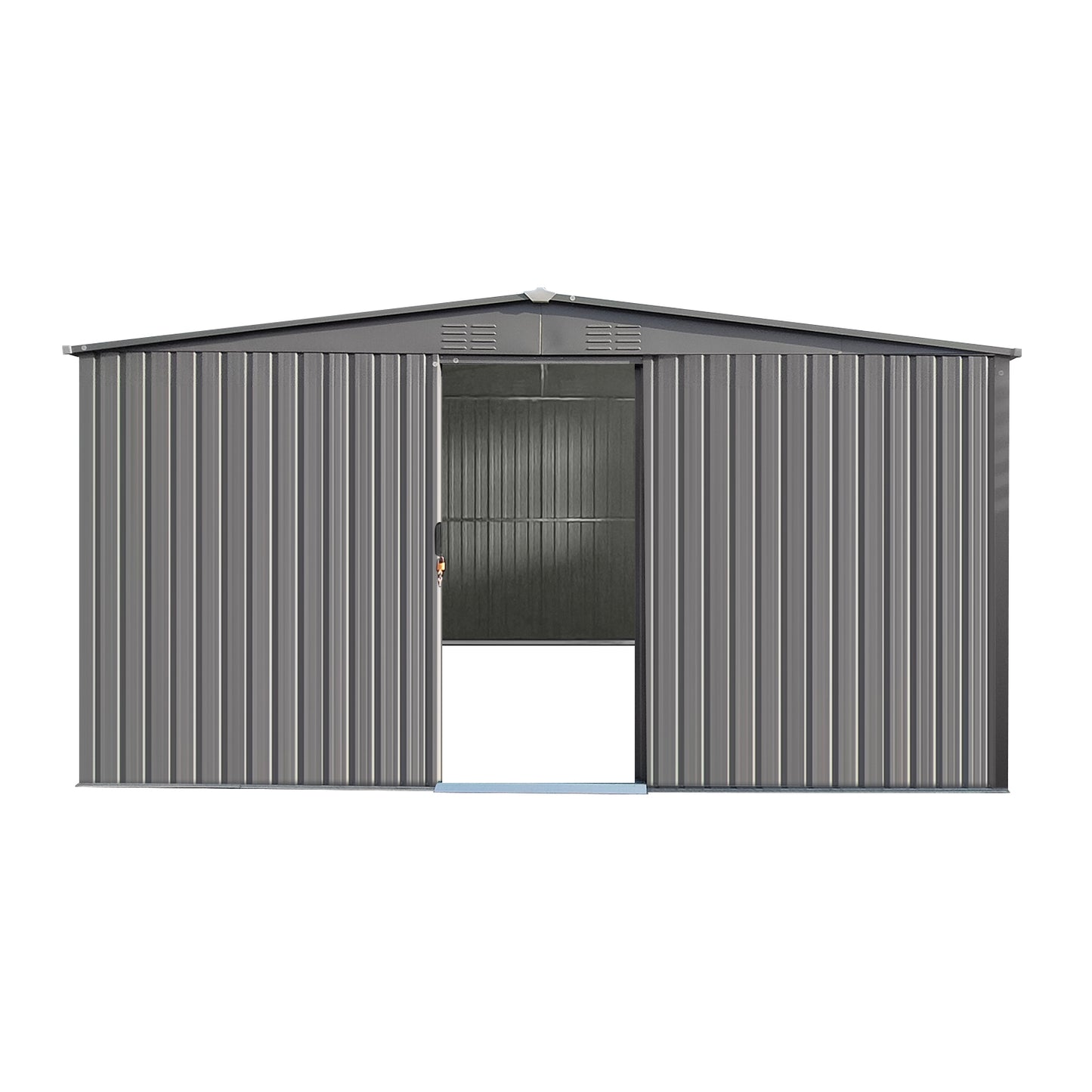 New Outdoor Storage Shed Has Two Functions: Metal Shed And Firewood Shed 13 ft×11 ft , More Suitable For Winter , Grey