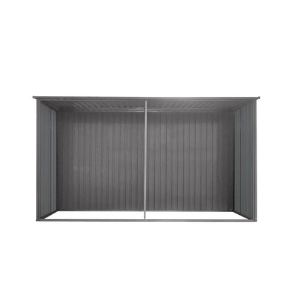 New Outdoor Storage Shed Has Two Functions: Metal Shed And Firewood Shed 13 ft×11 ft , More Suitable For Winter , Grey