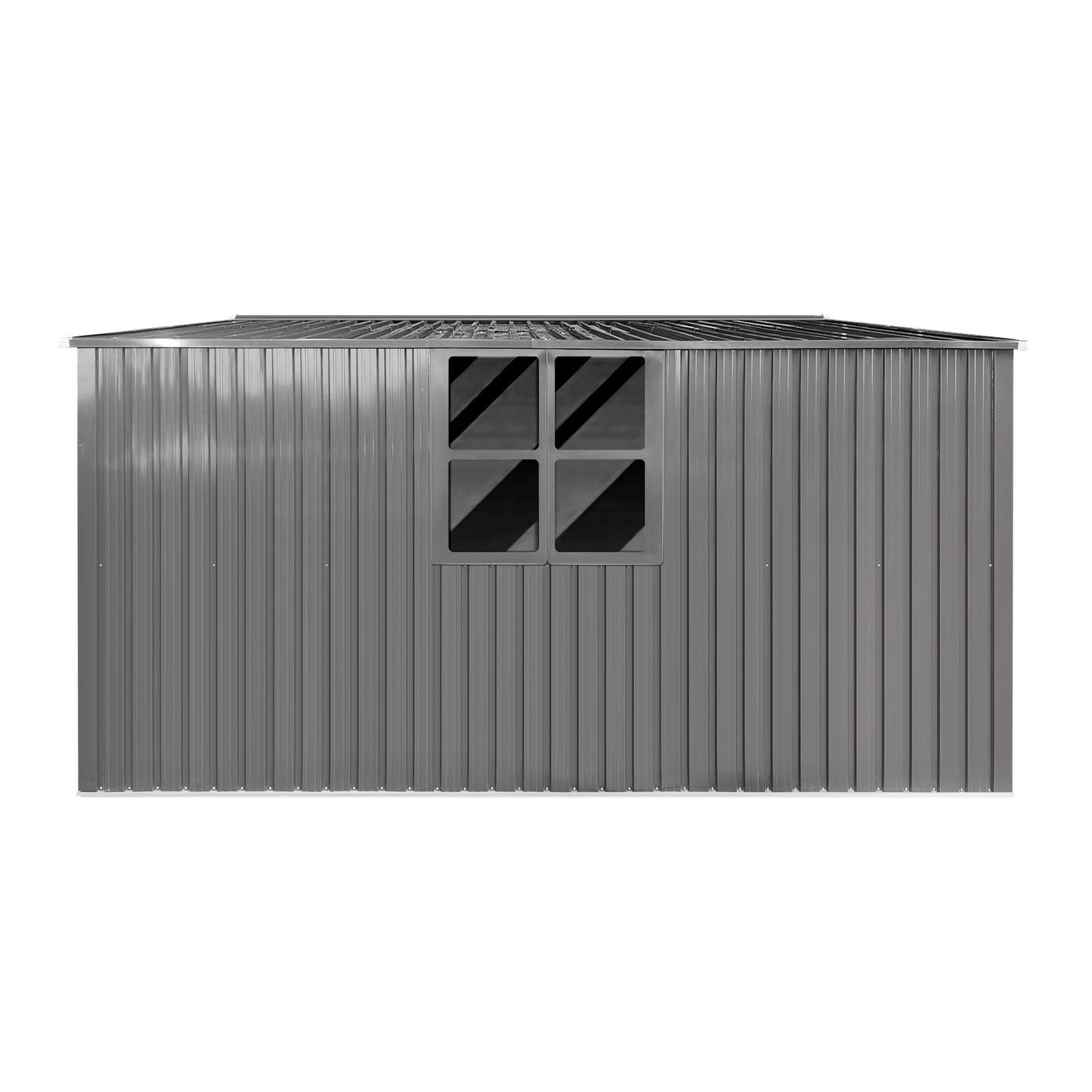 New Outdoor Storage Shed Has Two Functions:Metal Shed And Firewood Shed 14 ft x 12 ft, More Suitable For Winter , Grey