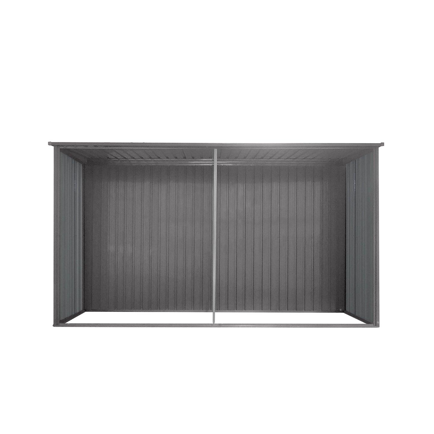 New Outdoor Storage Shed Has Two Functions:Metal Shed And Firewood Shed 14 ft x 12 ft, More Suitable For Winter , Grey