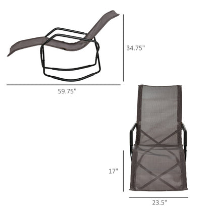 Rocking Sun Lounger, Chaise Lounge Rocker for Sunbathing, Sun Tanning, Foldable, Portable Outdoor Patio Chair, Brown