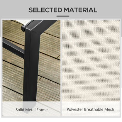 Outdoor Lounge Chair, Patio Lounger with 5-Position Reclining Backrest and 2 Wheels for Poolside, Beach, Lawn, Cream White