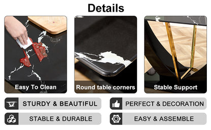 Modern minimalist and luxurious black imitation marble texture dining table rectangular office desk.Game desk .desk.For dining room, living room, terrace, kitchen F-907