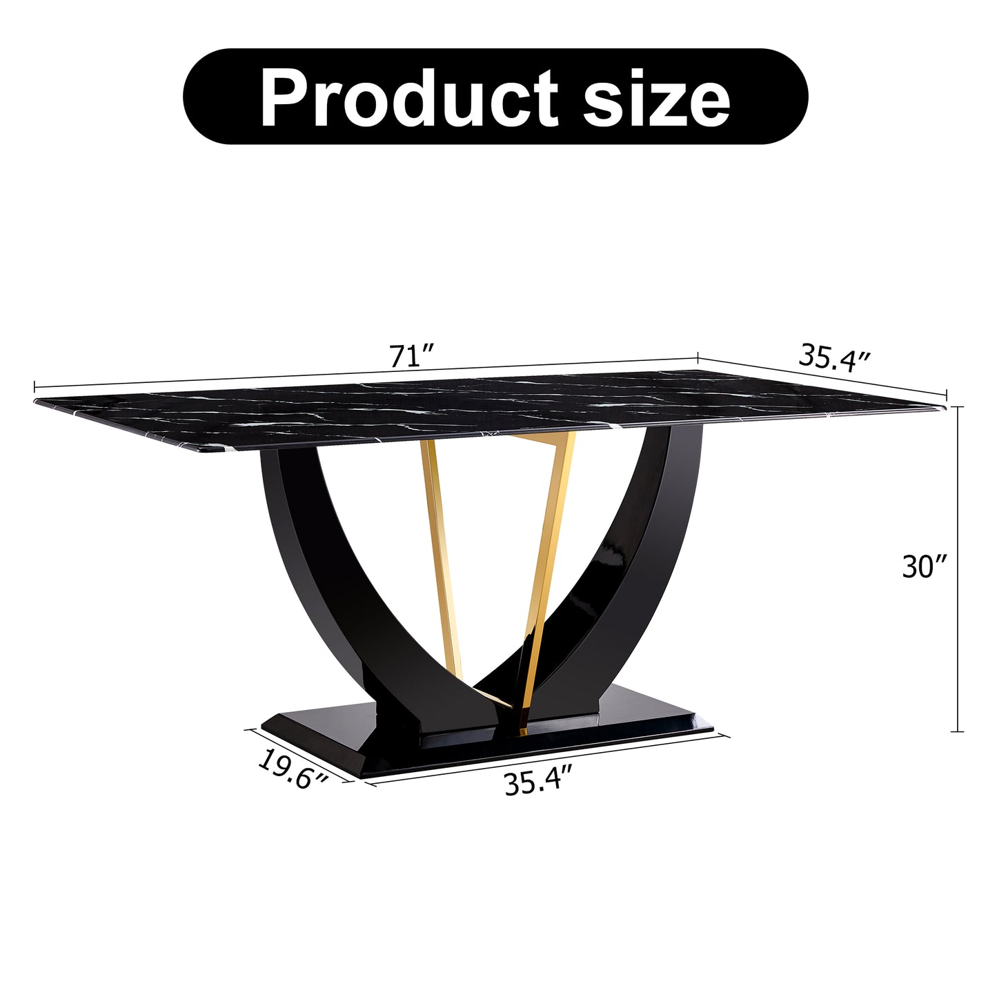 Modern minimalist and luxurious black imitation marble texture dining table rectangular office desk.Game desk .desk.For dining room, living room, terrace, kitchen F-907
