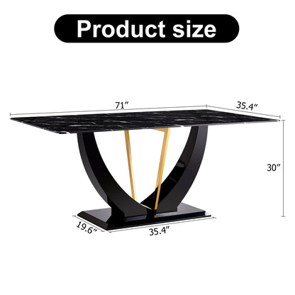 Modern minimalist and luxurious black imitation marble texture dining table rectangular office desk.Game desk .desk.For dining room, living room, terrace, kitchen F-907