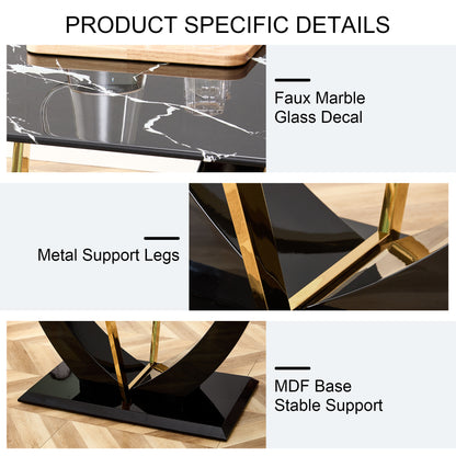 Modern minimalist and luxurious black imitation marble texture dining table rectangular office desk.Game desk .desk.For dining room, living room, terrace, kitchen F-907