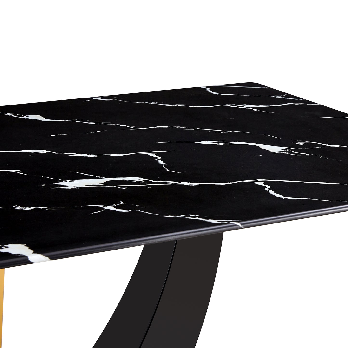 Modern minimalist and luxurious black imitation marble texture dining table rectangular office desk.Game desk .desk.For dining room, living room, terrace, kitchen F-907