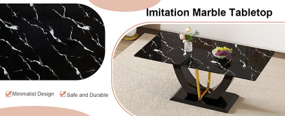 Modern minimalist and luxurious black imitation marble texture dining table rectangular office desk.Game desk .desk.For dining room, living room, terrace, kitchen F-907