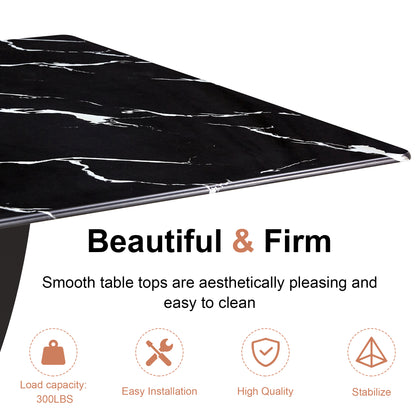 Modern minimalist and luxurious black imitation marble texture dining table rectangular office desk.Game desk .desk.For dining room, living room, terrace, kitchen F-907