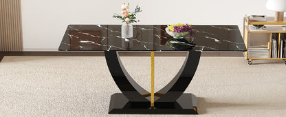 Modern minimalist and luxurious black imitation marble texture dining table rectangular office desk.Game desk .desk.For dining room, living room, terrace, kitchen F-907