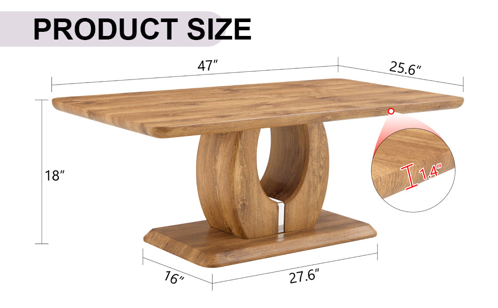 Modern simple luxury rectangular coffee table in wood color. The computer desk. The game table. Suitable for dining room, living room, terrace, kitchen. 47 "x 25.6" 18"