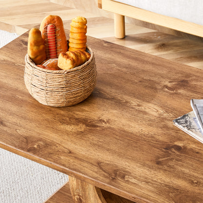 Modern simple luxury rectangular coffee table in wood color. The computer desk. The game table. Suitable for dining room, living room, terrace, kitchen. 47 "x 25.6" 18"